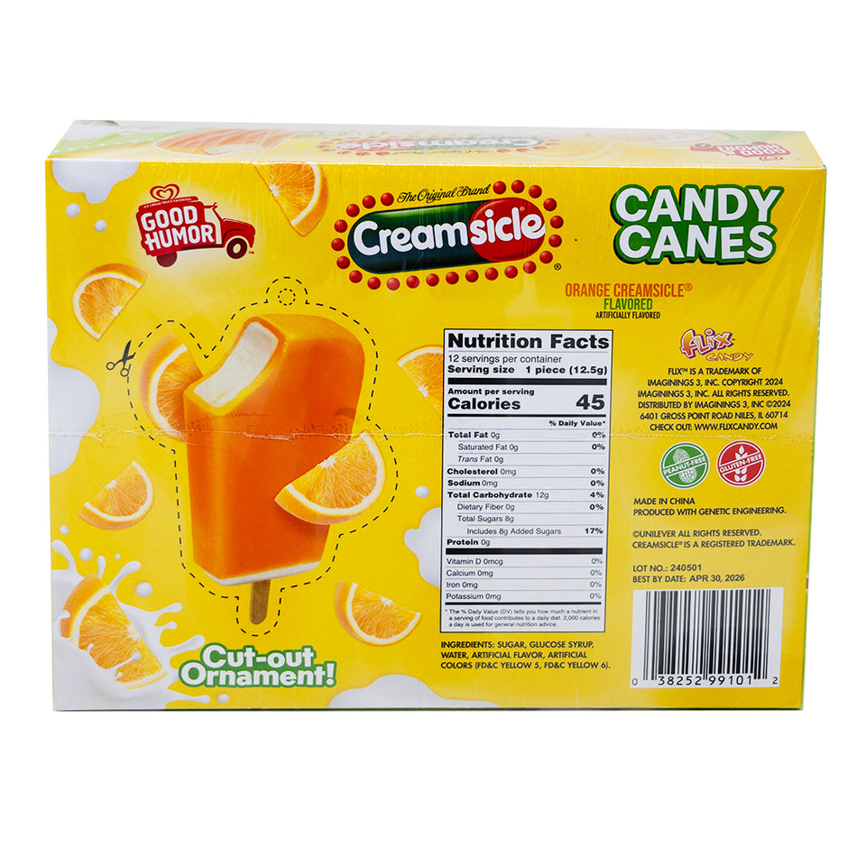 Good Humor Creamsicle Candy Canes - 12 Pack  Nutrition Facts Ingredients
