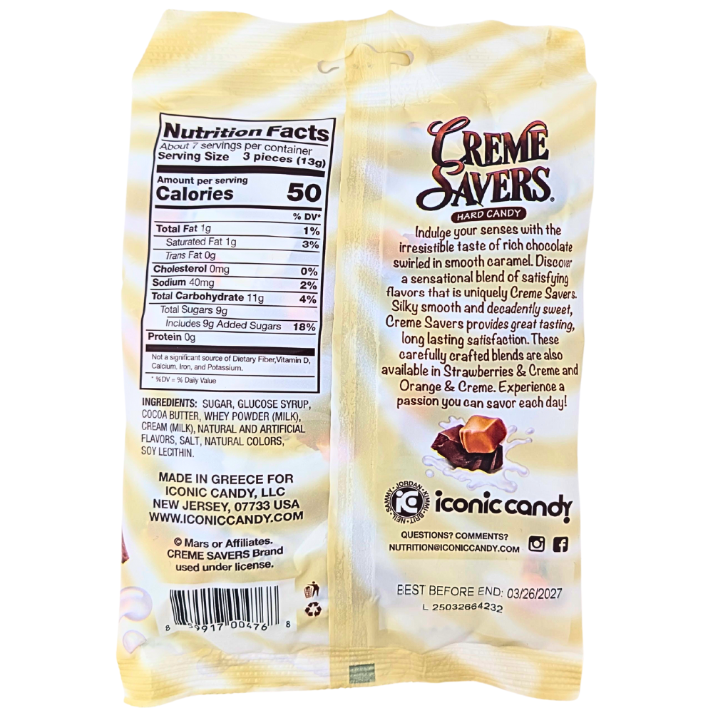 Creme Savers Chocolate & Caramel 3oz - 12 Pack