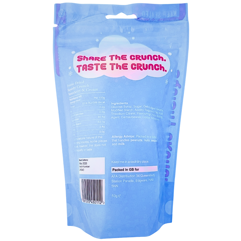 Crunchy Clouds Squashies Strawberry & Cream 50g (UK) - 10 Pack