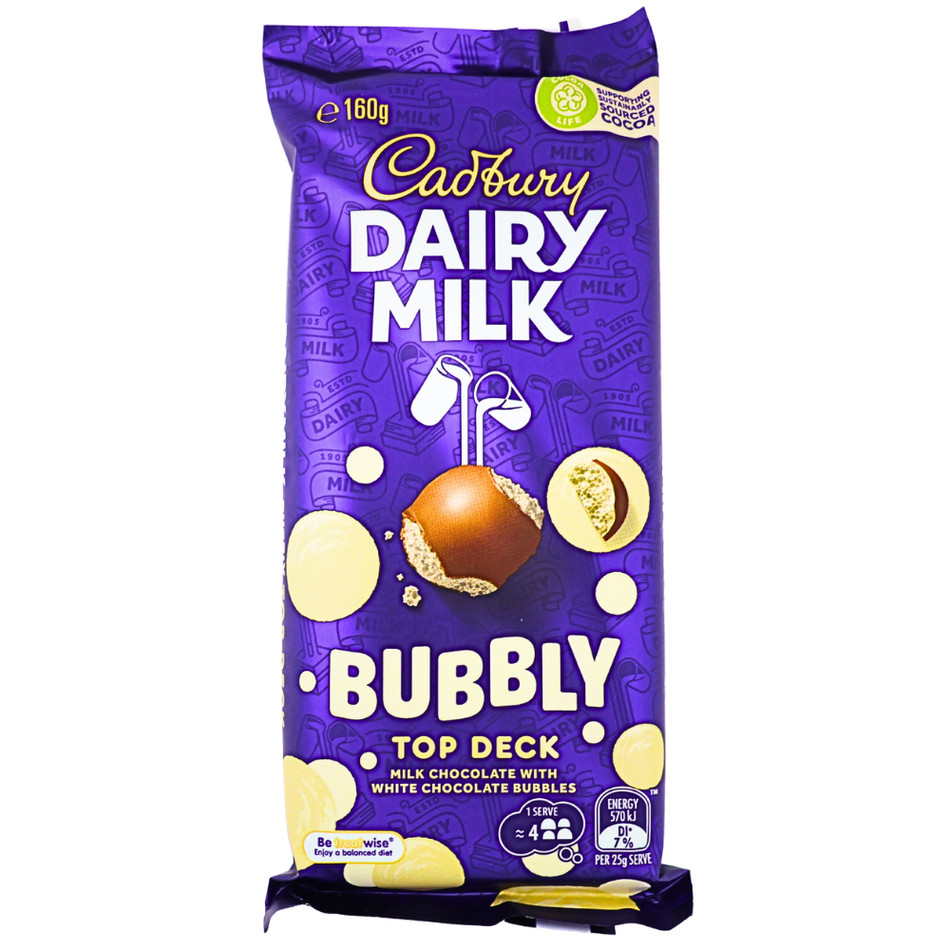 Dairy Milk Bubbly Top Deck 160g (Aus) - 11 Bars