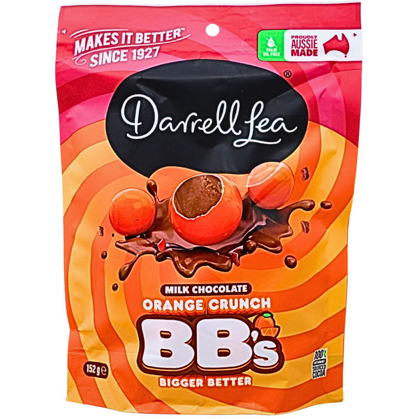 Darrell Lea Orange Crunch BB's Milk Chocolate 152g (Aus) - 12 Pack