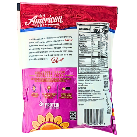 David Cinnamon Churro Jumbo Sunflower Seeds 5.25oz - 12 Pack