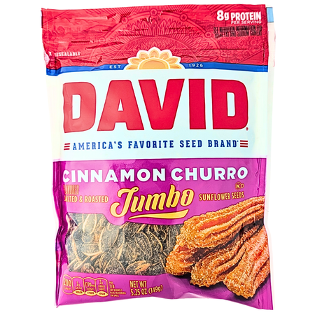 David Cinnamon Churro Jumbo Sunflower Seeds 5.25oz - 12 Pack