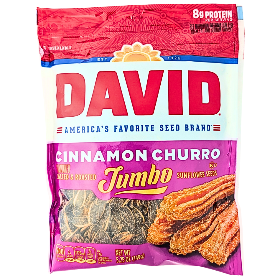 David Cinnamon Churro Jumbo Sunflower Seeds 5.25oz - 12 Pack