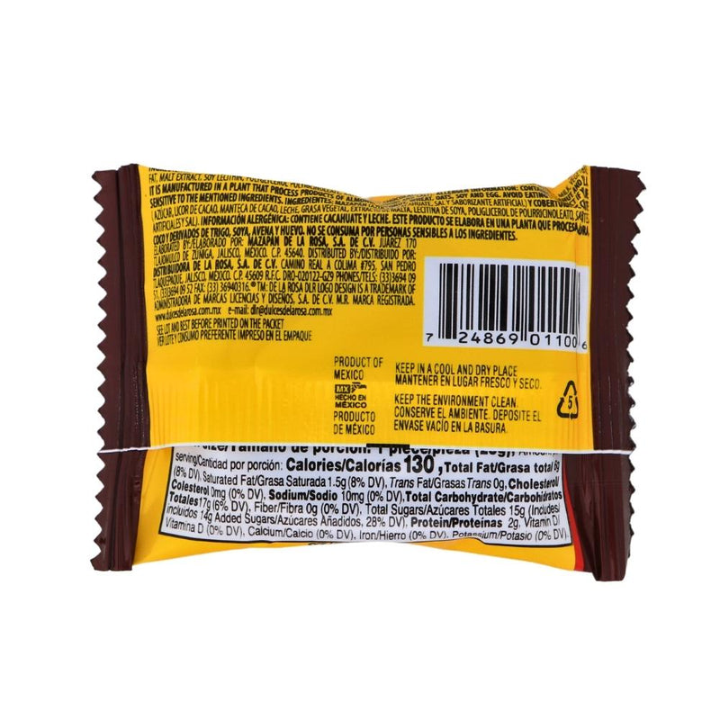 De La Rosa Marzipan Chocolate Covered Peanut Candy 25g (Mexico) - 16 Pack Nutrition Facts Ingredients