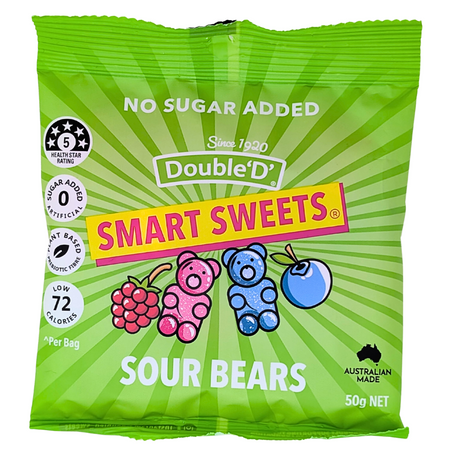 Double ‘D’ Smart Sweets Sour Gummies 50g (Australia) - 12 Pack