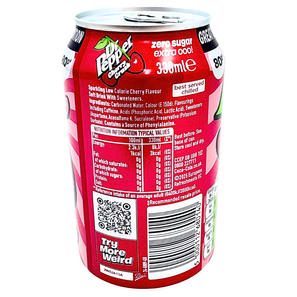 Dr. Pepper Cherry Crush Zero Sugar 330mL (UK) - 24 Can