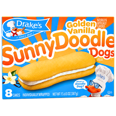 Drake's Golden Vanilla Sunny Doodle Dogs 387g (8 Cakes) - 1 Pack