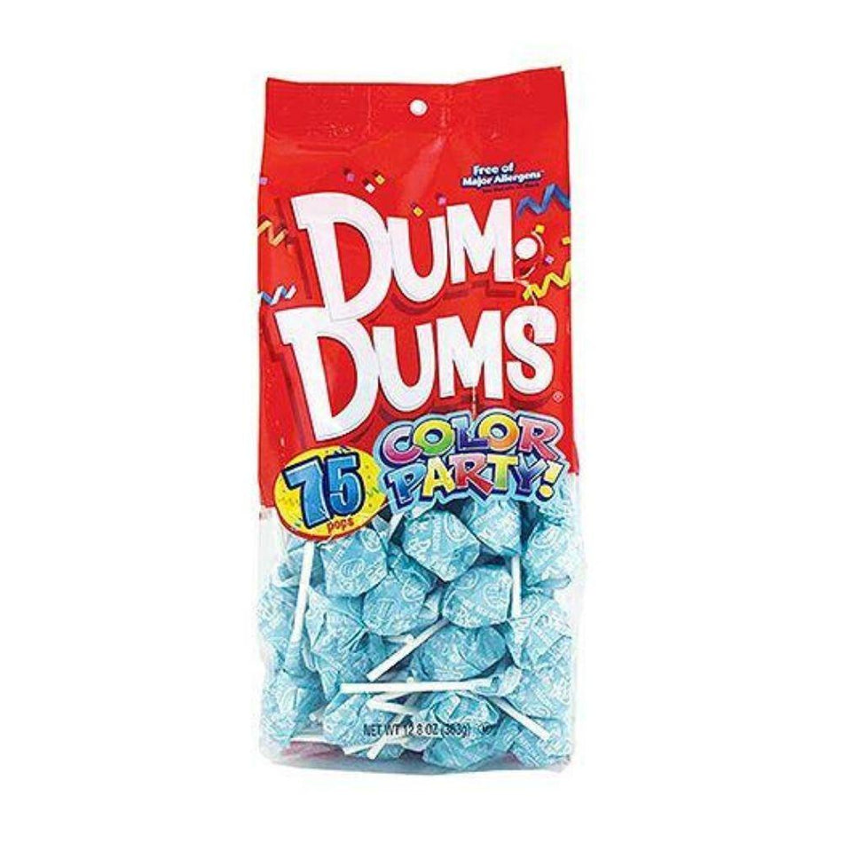 Dum Dums Color Party Light Blue Blu Raspberry Lollipops 75 CT - 4 Pack - Dum Dum Lollipops