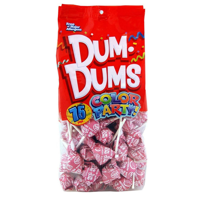 Dum Dums Color Party Hot Pink Watermelon Lollipops 75 CT - 4 Pack - Dum Dum Lollipops