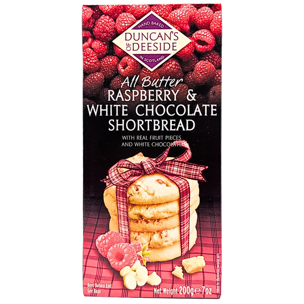 Duncan's Raspberry & White Chocolate Shortbread 200g (Scotland) - 12 Pack
