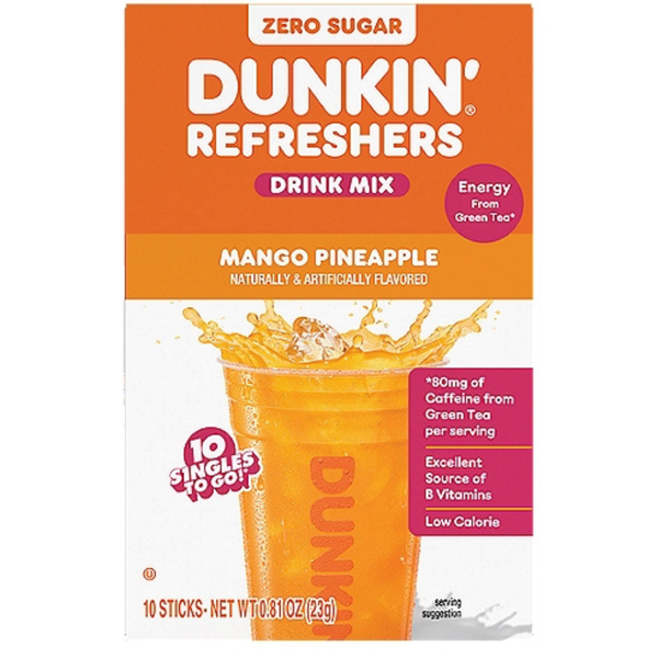 Dunkin' Singles To Go Zero Sugar Mango Pineapple 10 Pack - 12 Pack
