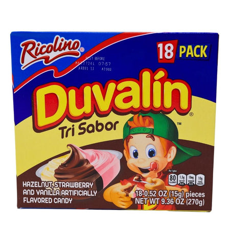 Duvalin Tri-Sabor Hazelnut Strawberry and Vanilla 18ct (Mexico) - 1 Box