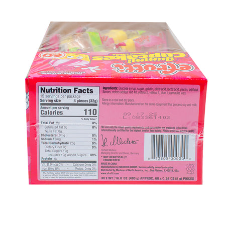 efrutti Gummi Cup Cake Candy - 60 Pack  Nutrition Facts Ingredients