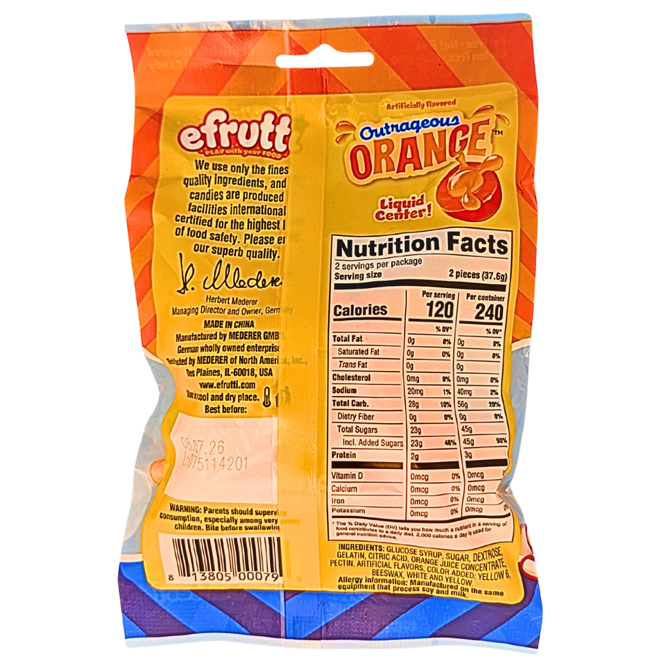 efrutti Outrageous Orange 2.6oz - 12 Pack