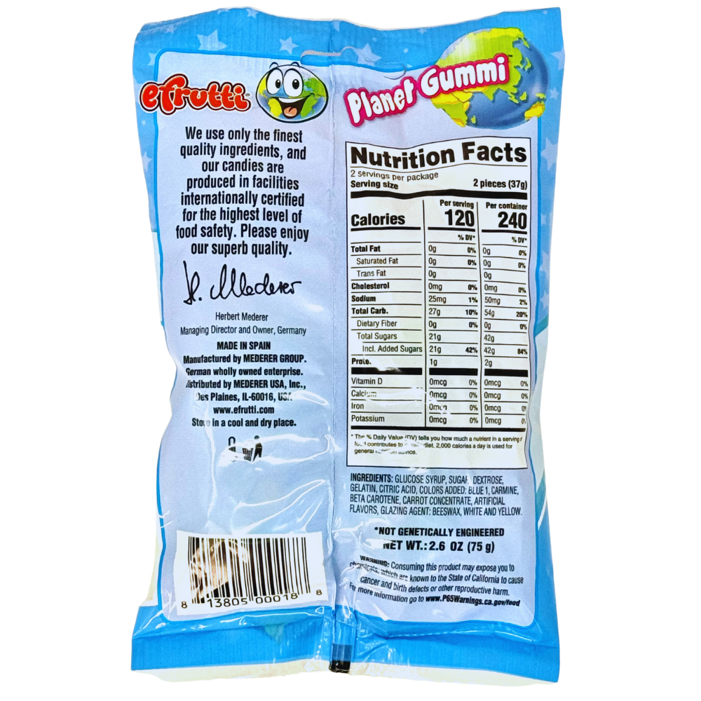 efrutti Planet Gummi 2.6oz - 12 Pack