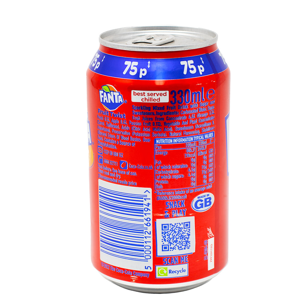 Fanta Fruit Twist (UK) 330mL - 24 Pack  Nutrition Facts Ingredients