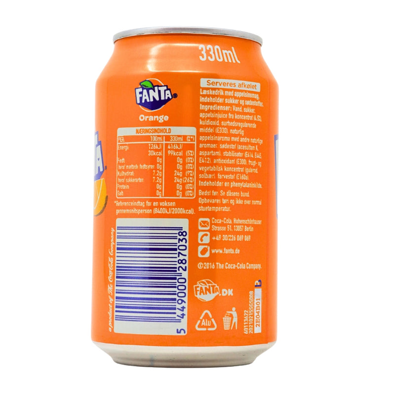 Fanta Orange Soda Pop - Nutrition Facts - Ingredients330ml - 12 Pack