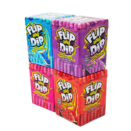 Candy Flip and Dip Gumy Sticks & Sour Dip 3.4oz - 8 Pack - Sour Candy - Candy Store - Gummy Candy