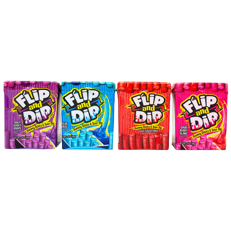 Candy Flip and Dip Gumy Sticks & Sour Dip 3.4oz - 8 Pack