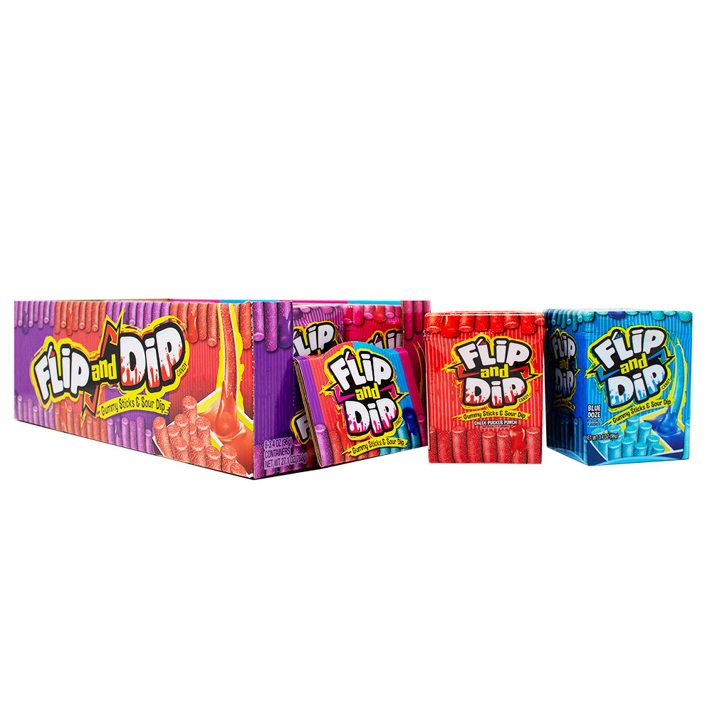 Candy Flip and Dip Gumy Sticks & Sour Dip 3.4oz - 8 Pack - Sour Candy - Candy Store - Gummy Candy