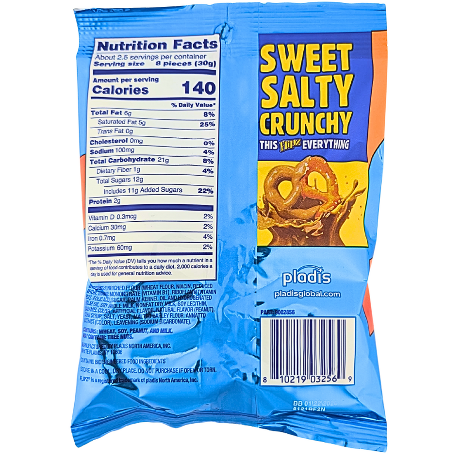 Flipz Peanut Butter Fudge Pretzels 2.5oz - 30 Pack