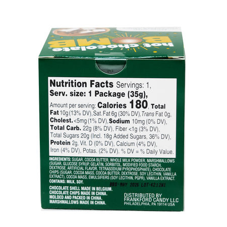 Hot Chocolate Bomb with Chocolate Chips 1.23oz - 24 Pack  Nutrition Facts Ingredients
