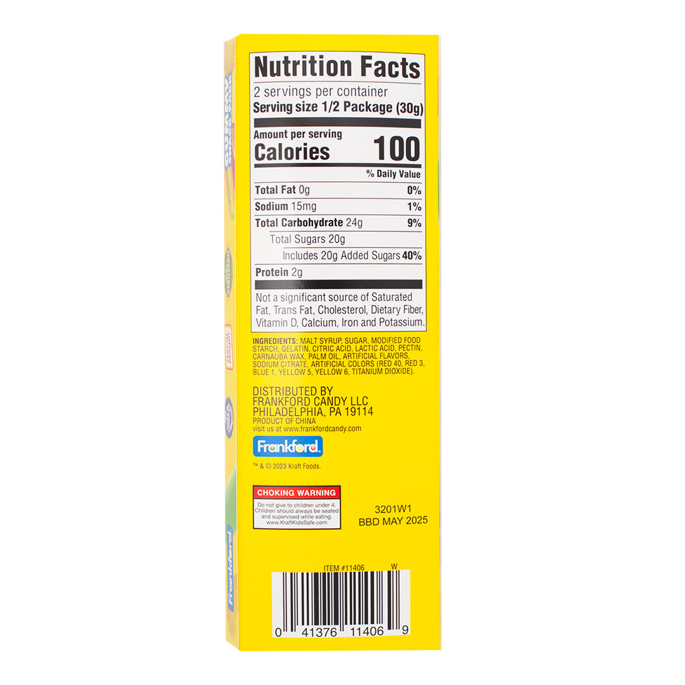 Kraft Gummy Snack Pack 12oz - 12 Pack   Nutrition Facts Ingredients