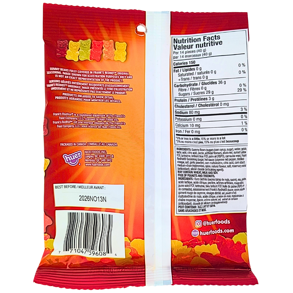 Frank's RedHot Spicy Gummy Bears 100g - 15 Pack