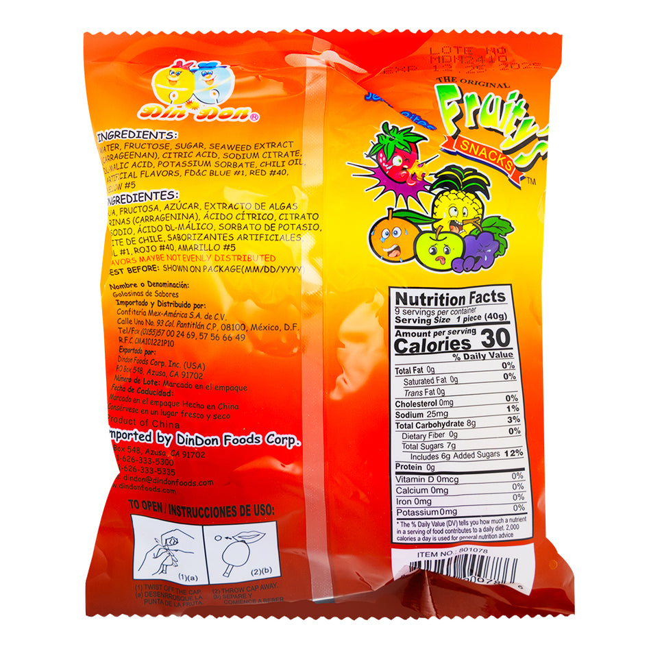 Fruity's Ju-C Hot & Spicy Jelly Bites 13 oz - 30 Pack  Nutrition Facts Ingredients
