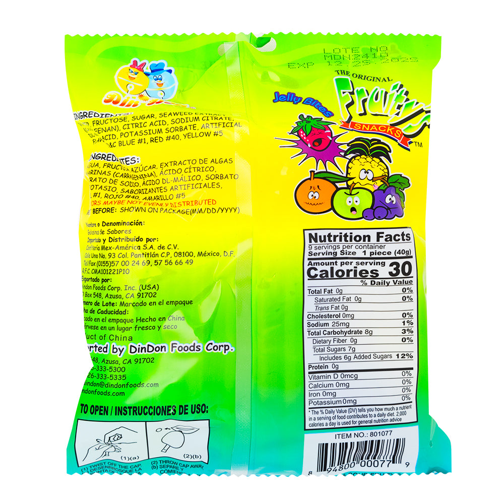 Fruity's Ju-C Sweet & Sour Jelly Bites 13 oz - 30 Pack  Nutrition Facts Ingredients
