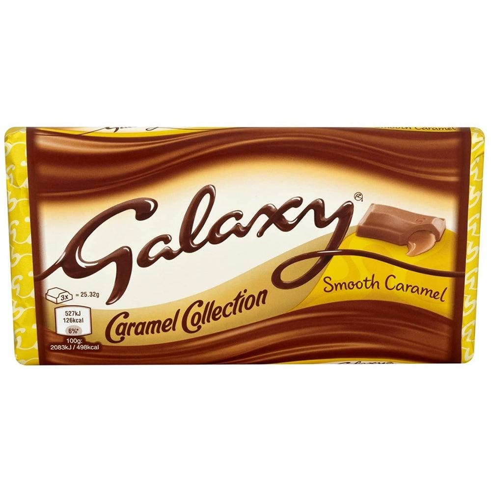 Galaxy Smooth Caramel Block (UK) 135g - 24 Pack - British Chocolate Bar - British Chocolate - Candy Store