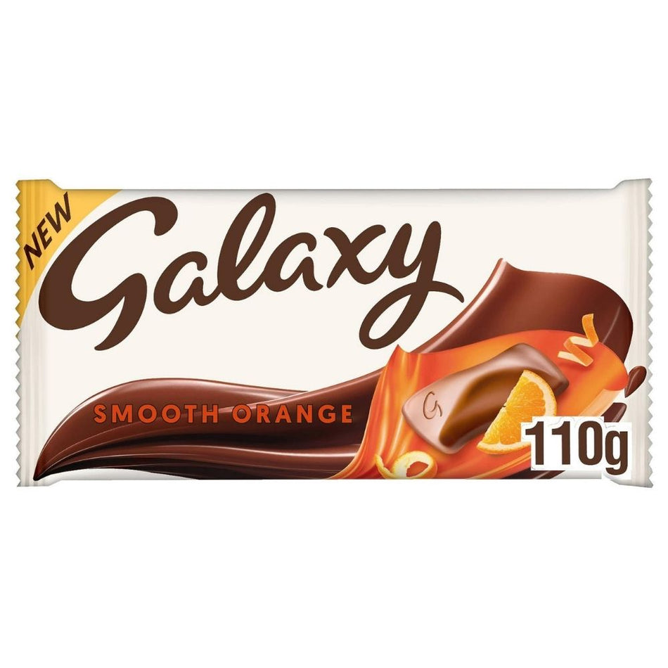 Galaxy Smooth Orange Block (UK) 110g - 24 Pack - UK Candy - UK Chocolate - British Chocolate - British Candy - Galaxy Chocolate - Orange Chocolate