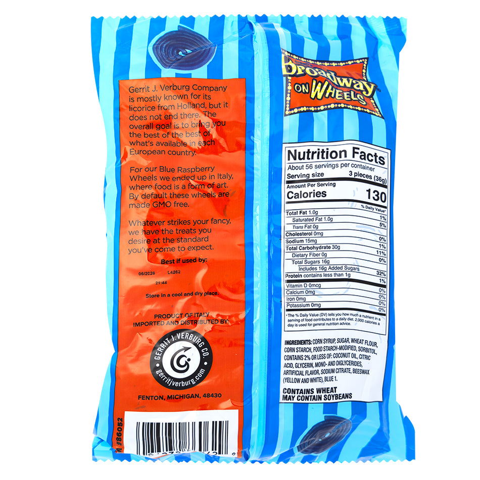 Gerrit's Broadway on Wheels Blue Raspberry - 2kg  Nutrition Facts Ingredients
