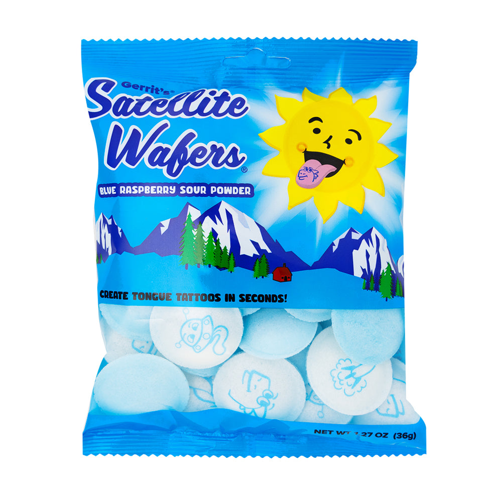 Gerrit's Blue Raspberry Satellite Wafers With Tongue Tattoo 36g - 12 Pack