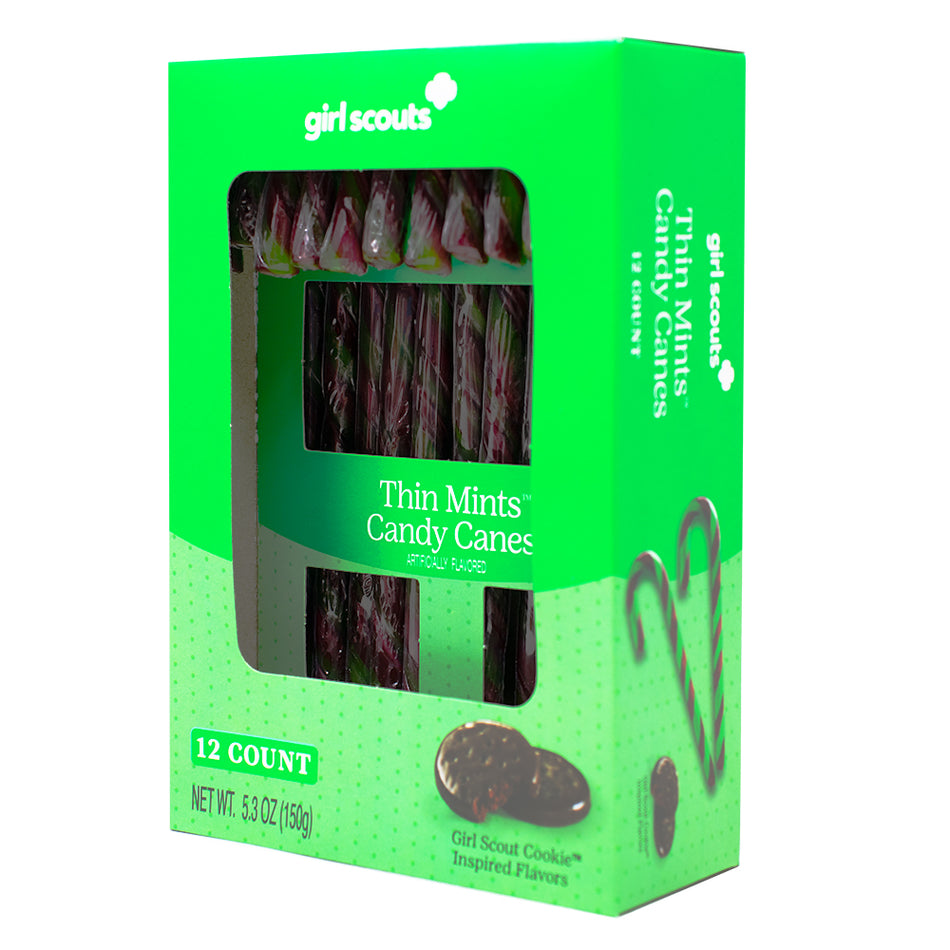 Girl Scouts Thin Mint Candy Canes 5.3oz - 24 Pack - Christmas Candy - Candy Store - Girl Scouts Candy - Girl Scouts Candy Canes