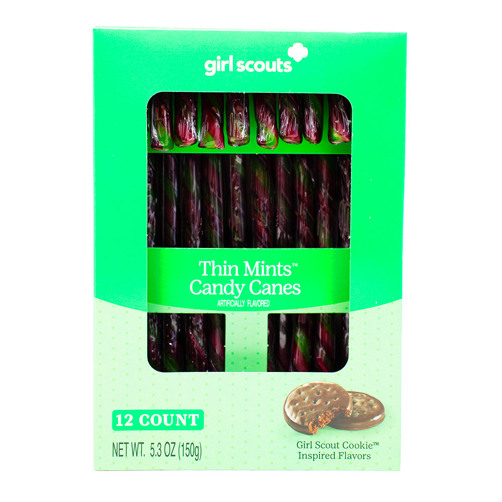 Girl Scouts Thin Mint Candy Canes 5.3oz - 24 Pack - Christmas Candy - Candy Store - Girl Scouts Candy - Girl Scouts Candy Canes