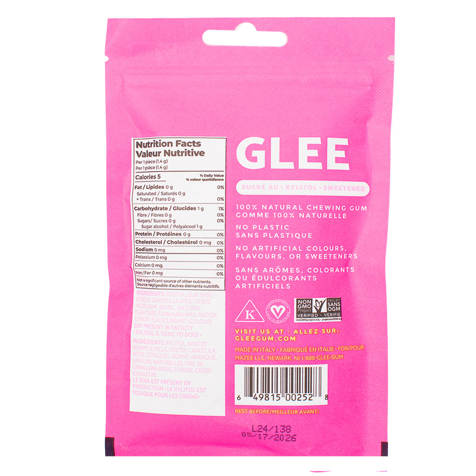 Glee Gum Sugar Free Watermelon - 77g   Nutrition Facts Ingredients