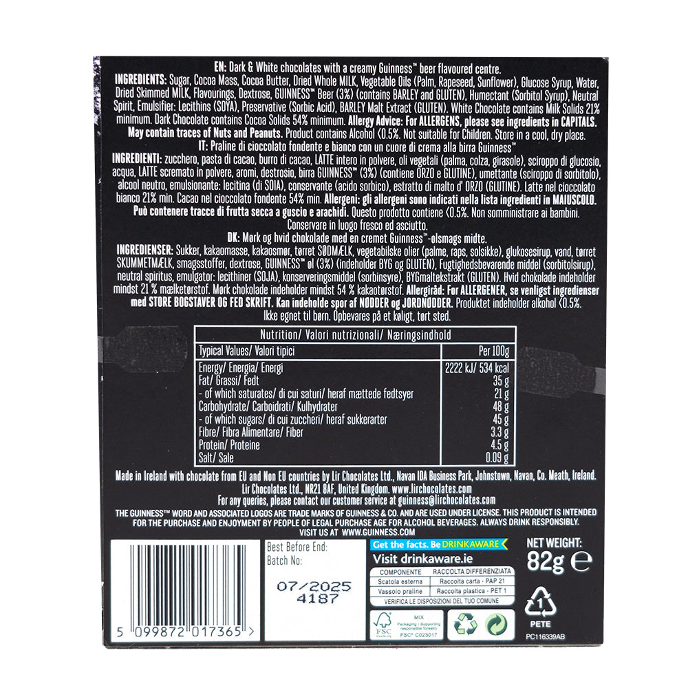 Guinness Mini Pints (UK) 82g - 10 Pack  Nutrition Facts Ingredients
