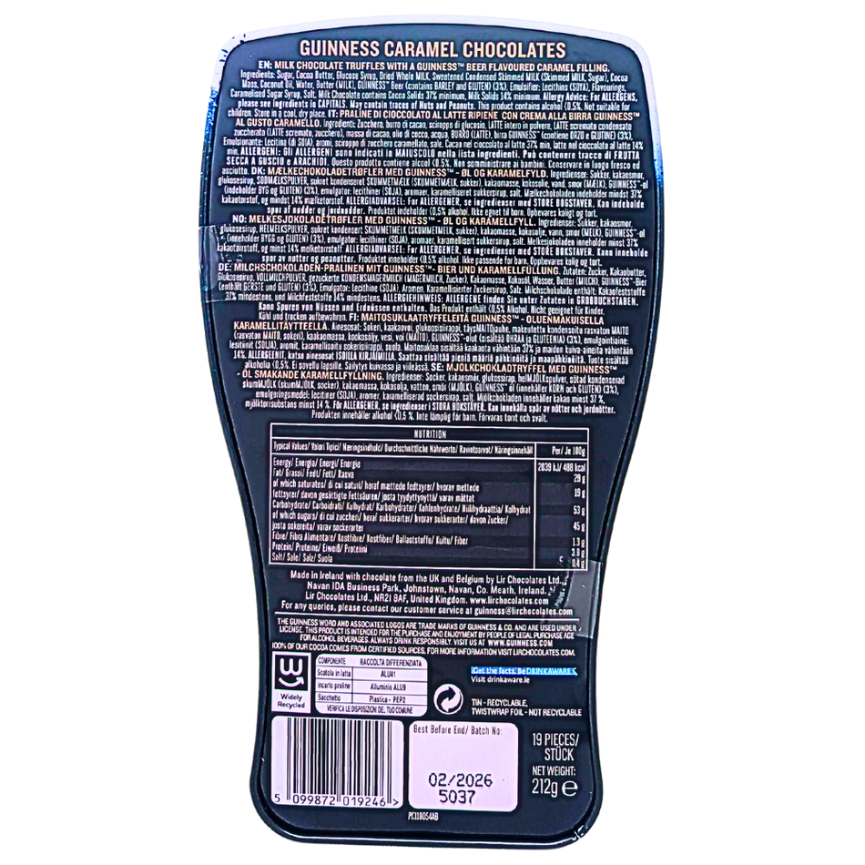 Guinness Pint Shaped Tin 212g - 1 Tin