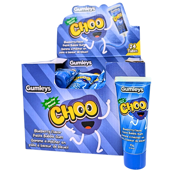 Gumleys Choo Blueberry Paste Bubble Gum 45g - 24 Tubes
