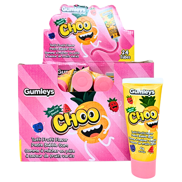 Gumleys Choo Tutti Frutti Paste Bubble Gum 45g - 24 Tubes