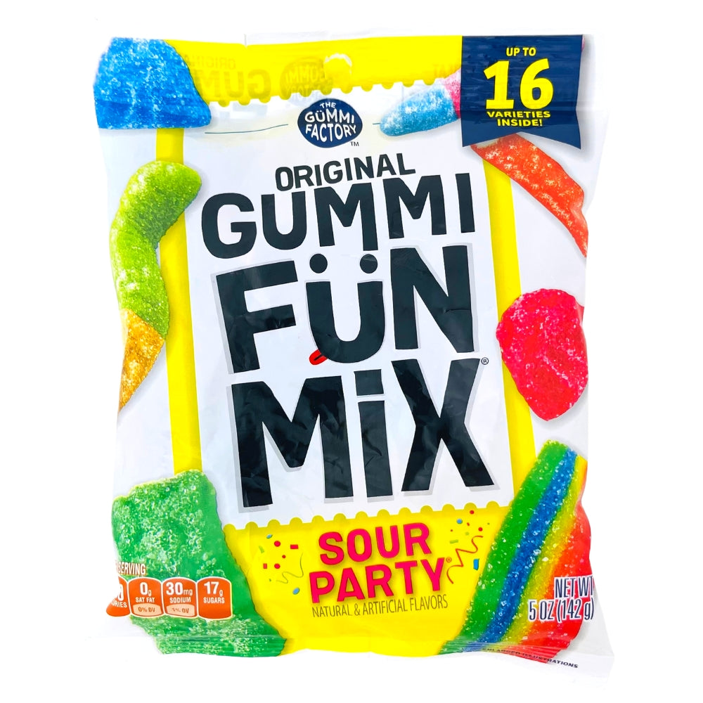 Gummi Fun Mix Sour Party 5oz - 12 Pack - Sour Candy - Gummies