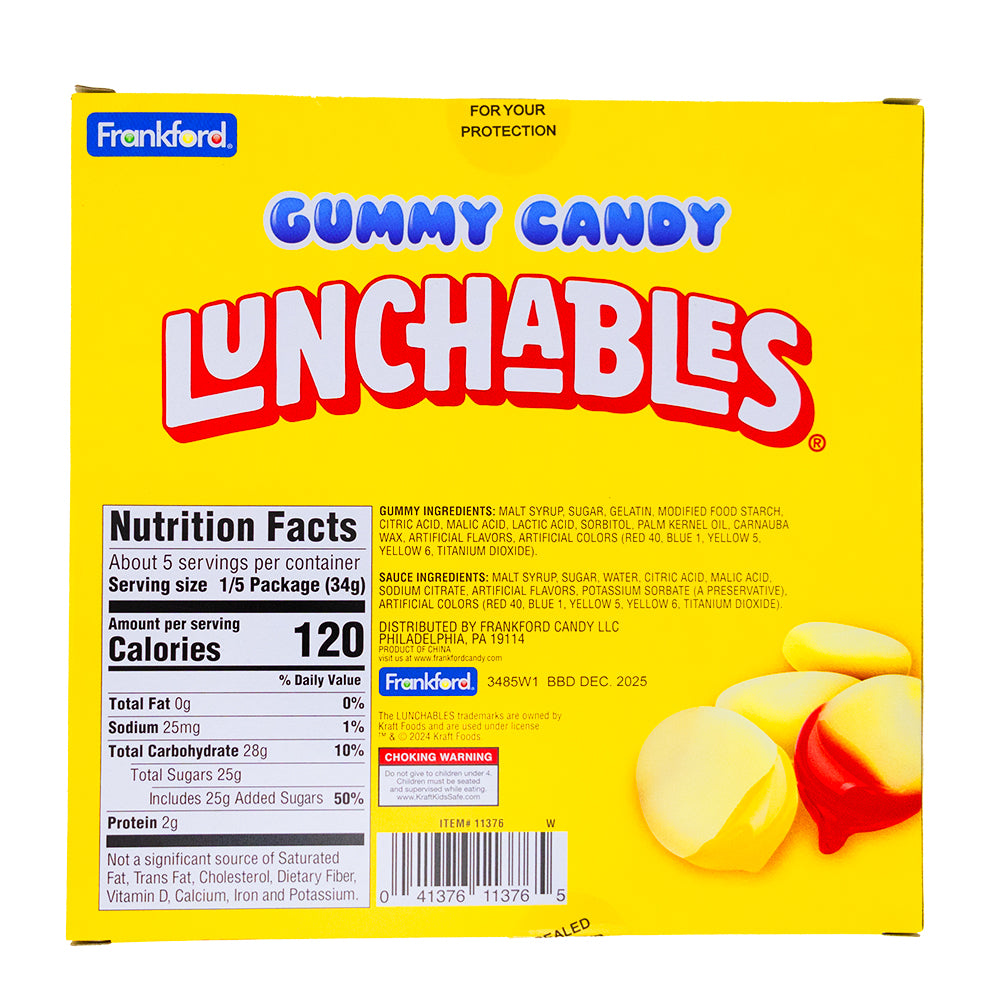 Kraft Gummy Lunchables Nacho - 6.2oz - 6 Pack  Nutrition Facts Ingredients