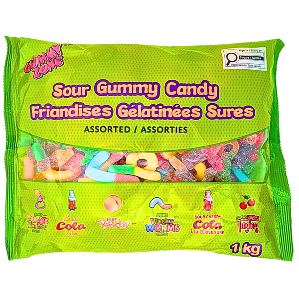 Gummy Zone Assorted Sour Gummies 1kg - 1 Pack