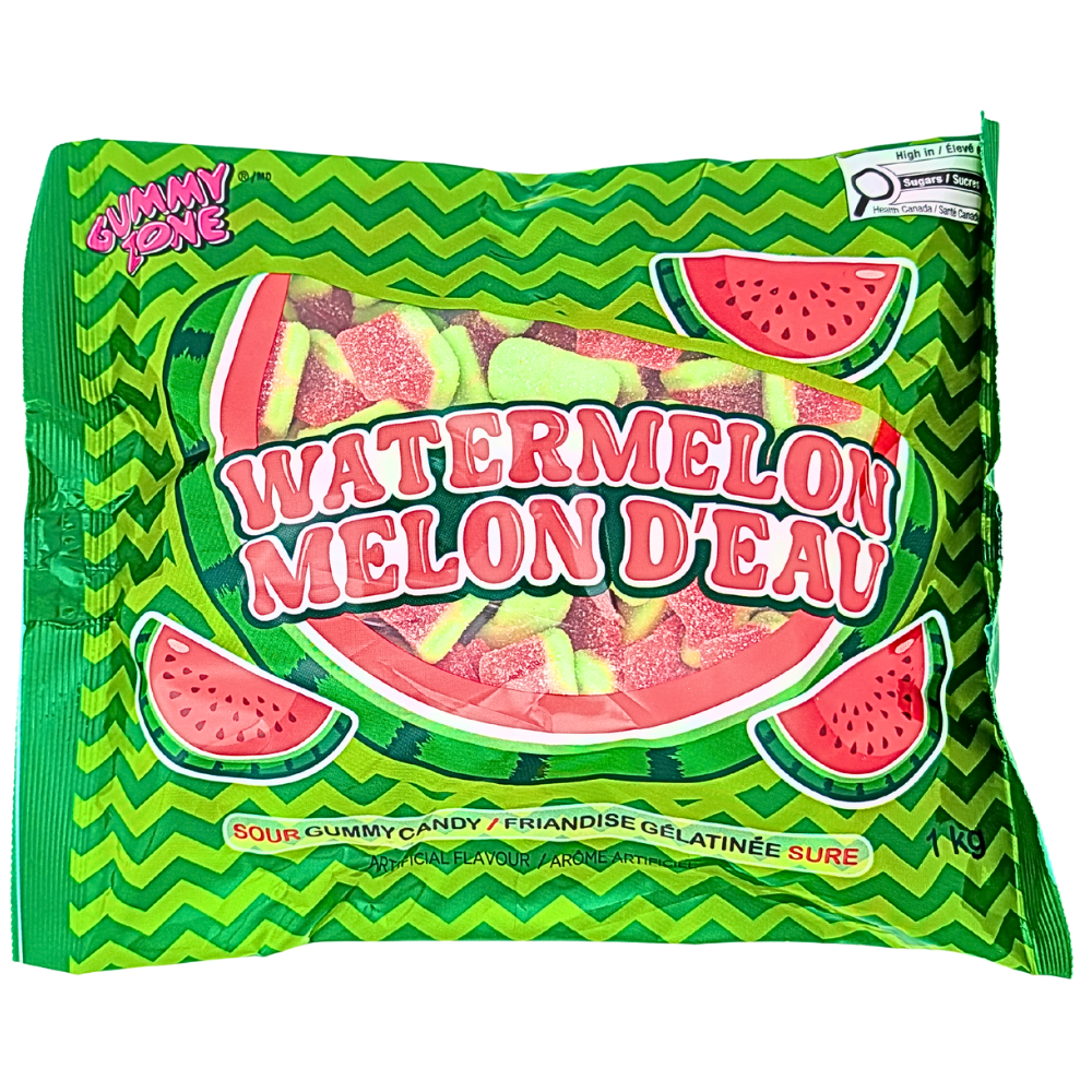 Gummy Zone Sour Watermelon Slices 1kg - 1 Pack