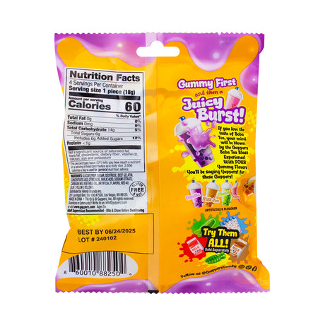 Gupperz Boba Tea Blast 2.54oz - 12 Pack  Nutrition Facts Ingredients