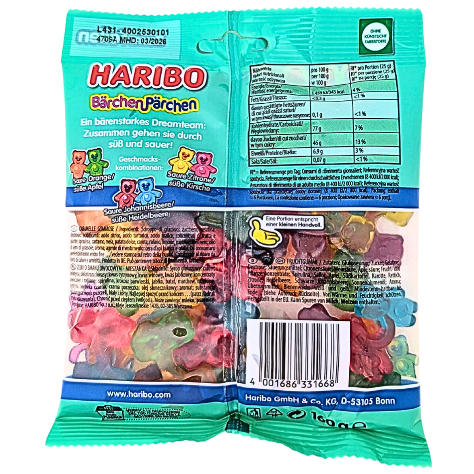 Haribo Barchen Parchen Candy 160g - 19 Pack
