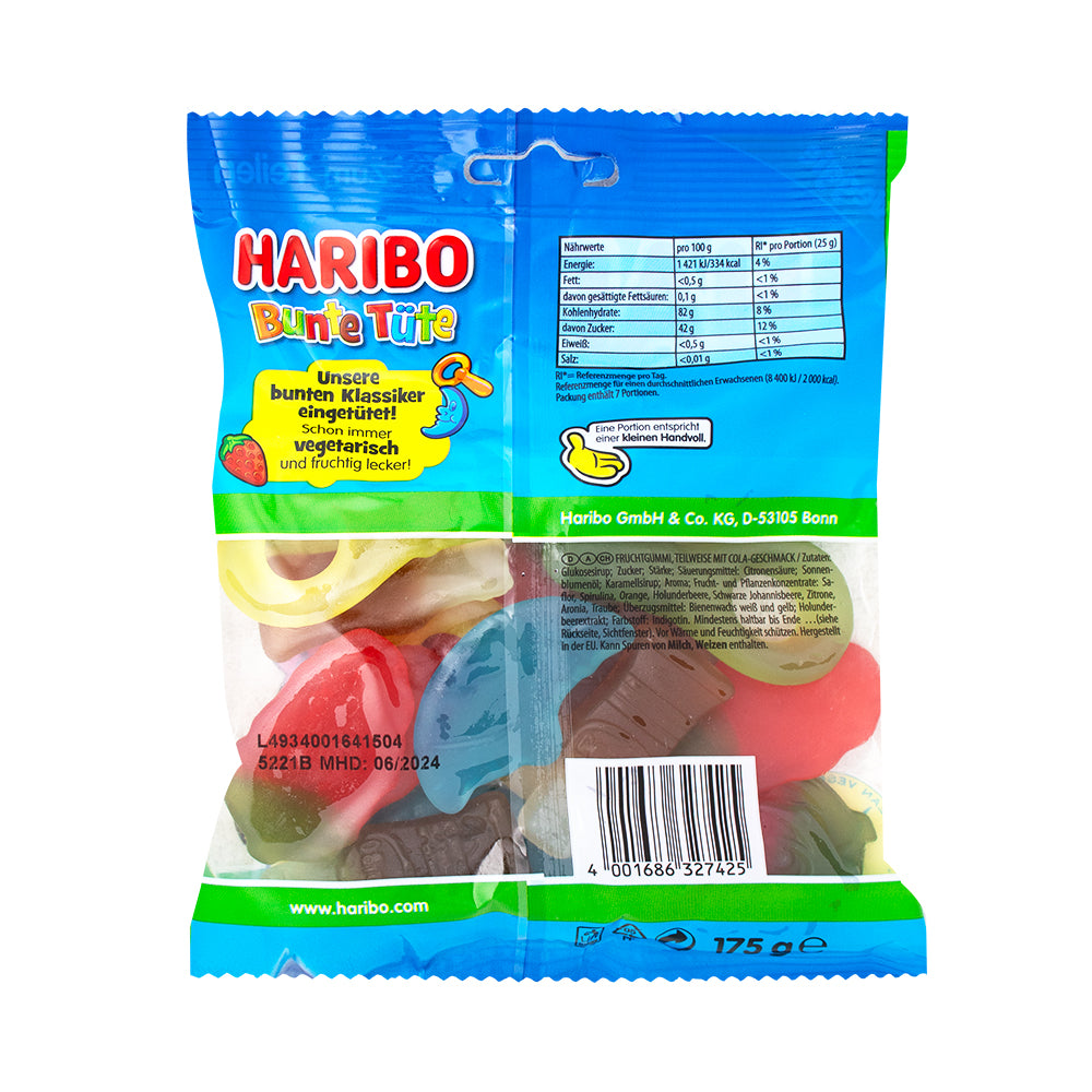 Haribo Bunte Tute 200g - 17 Pack  Nutrition Facts Ingredients