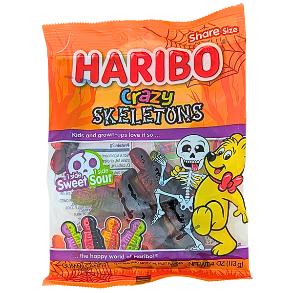 Haribo Crazy Skeletons Sweet Sour 4oz - 12 Pack